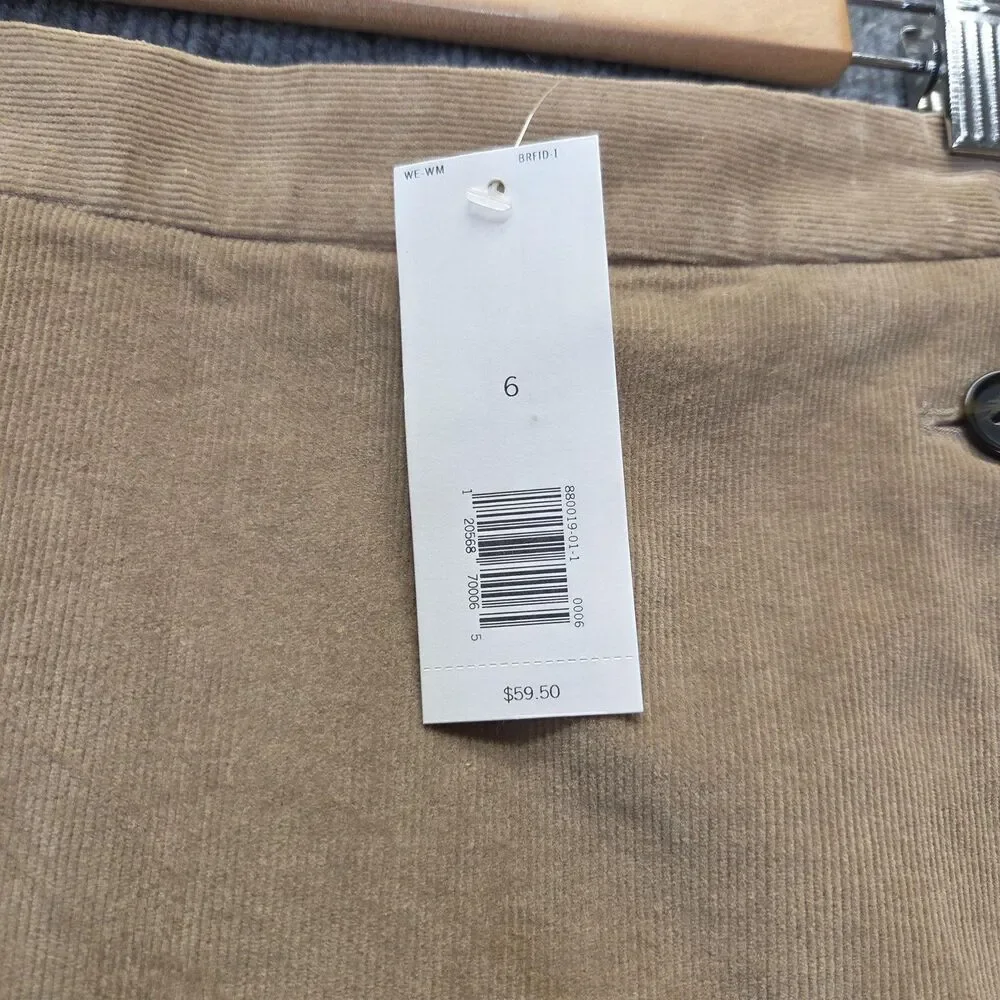 Banana Republic Skirt Womens 6 Khaki Corduroy Stretch Button Pockets Back Zip